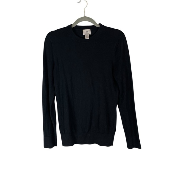 H&M Slim Fit Black Crewneck Sweater 85% Cotton 15% Cashmere Size XS - Picture 2 of 6